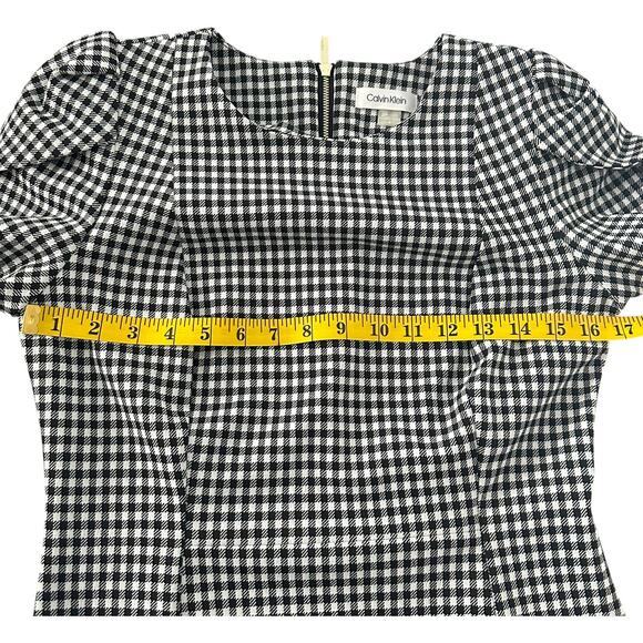 NWTs Calvin Klein Houndstooth Tulip Sleeve Mermaid Skirt Workwear Dress (8) - Picture 11 of 16